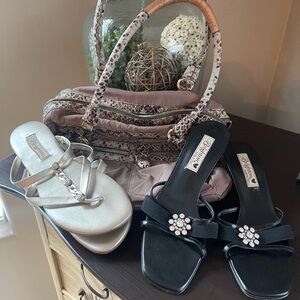 Brighton Black and Silver Embellished Sandals